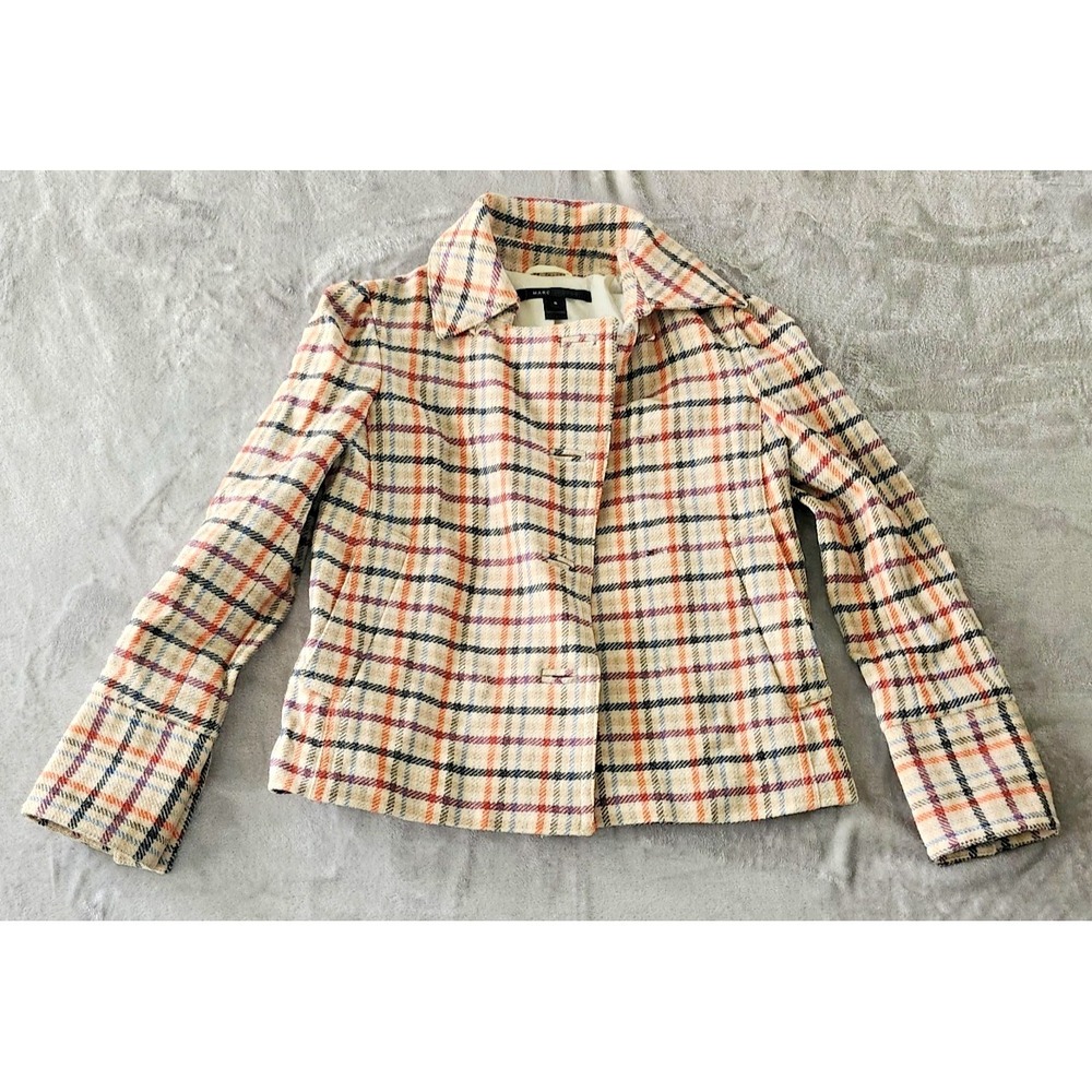 $500‎ Marc Jacobs Classic Plaid Wool Coat Preppy Vintage Size Small READ